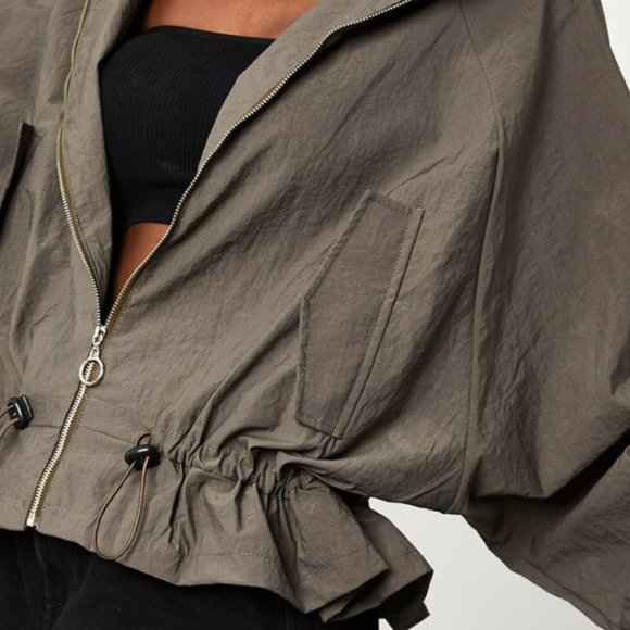 Gray Bat Raincoat with Drawstring Waist - Picture 10 of 12